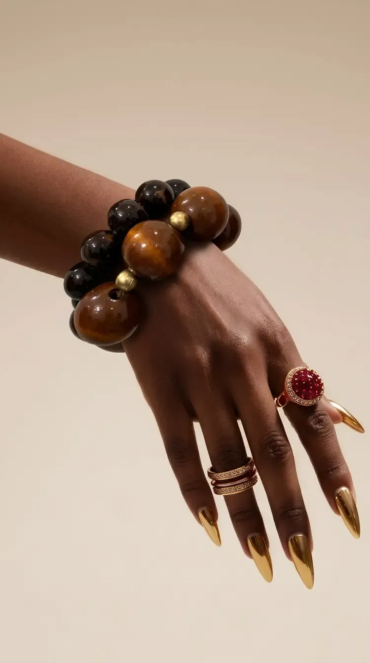Bracelet Manchette à Grosses Perle